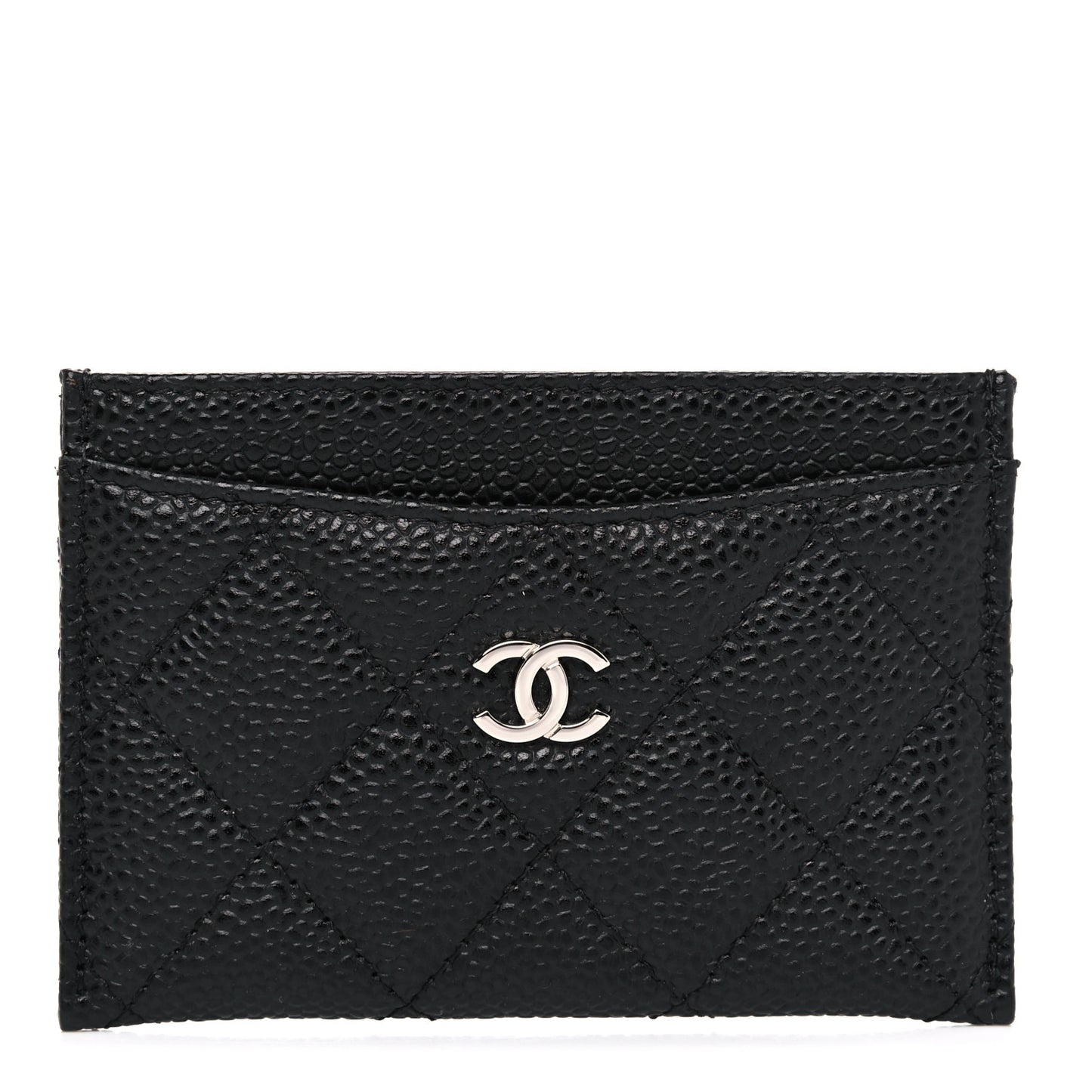 Caviar Quilted Card Holder Black