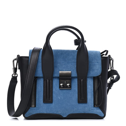 3.1 Phillip Lim Suede Calfskin Mini Pashli Satchel Blue Black 1 of 8