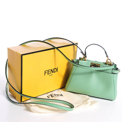 Fendi Shiny Nappa Micro Peekaboo Iconic Satchel Verde Acqua 7 of 12