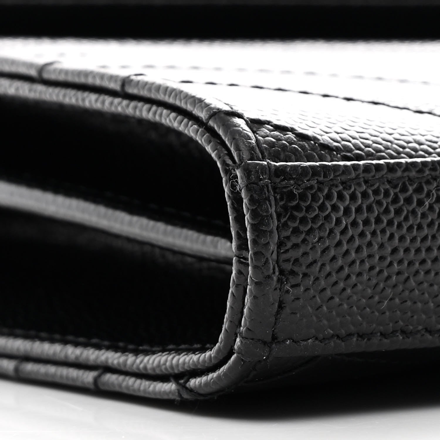 Saint Laurent Grain De Poudre Matelasse Chevron Monogram Chain Wallet Black 9 of 11