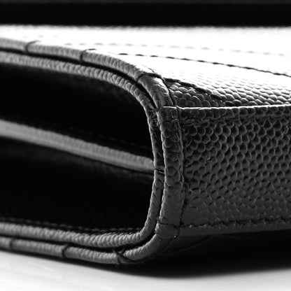 Saint Laurent Grain De Poudre Matelasse Chevron Monogram Chain Wallet Black 9 of 11