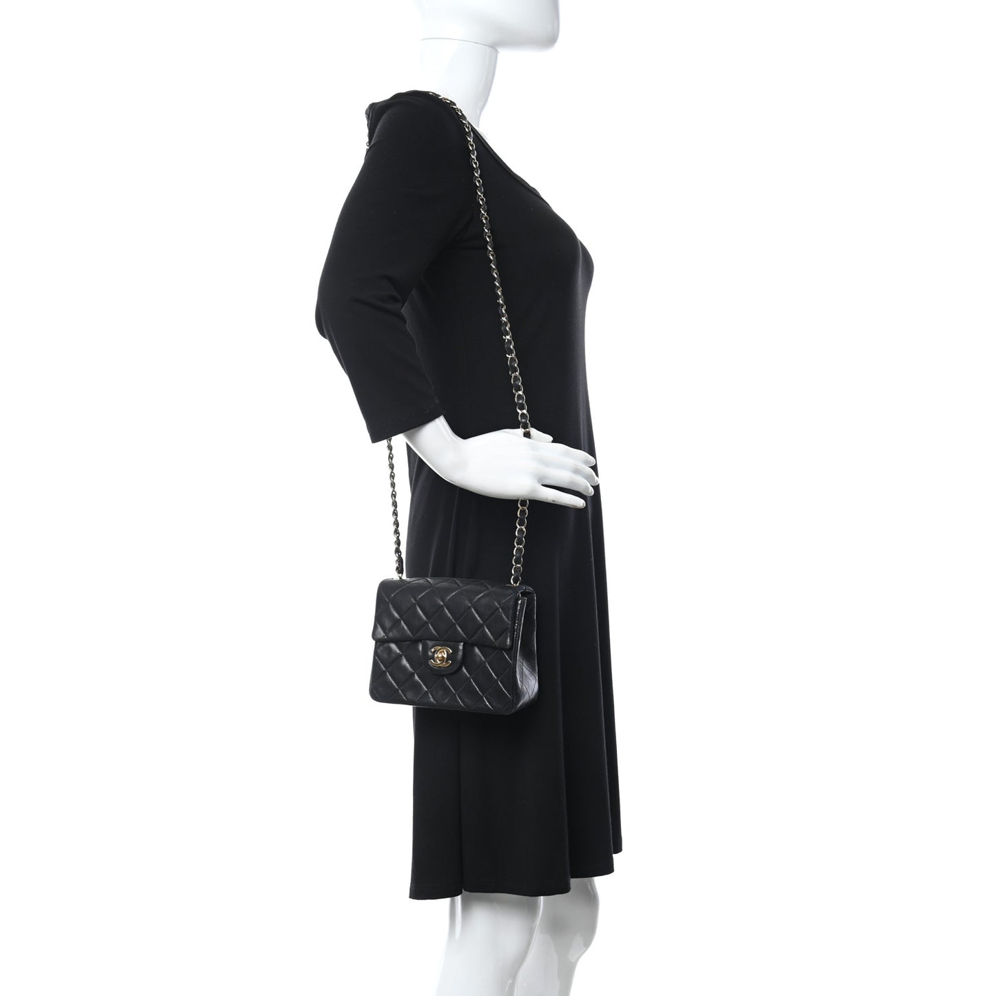 Lambskin Quilted Mini Square Flap Bag Black