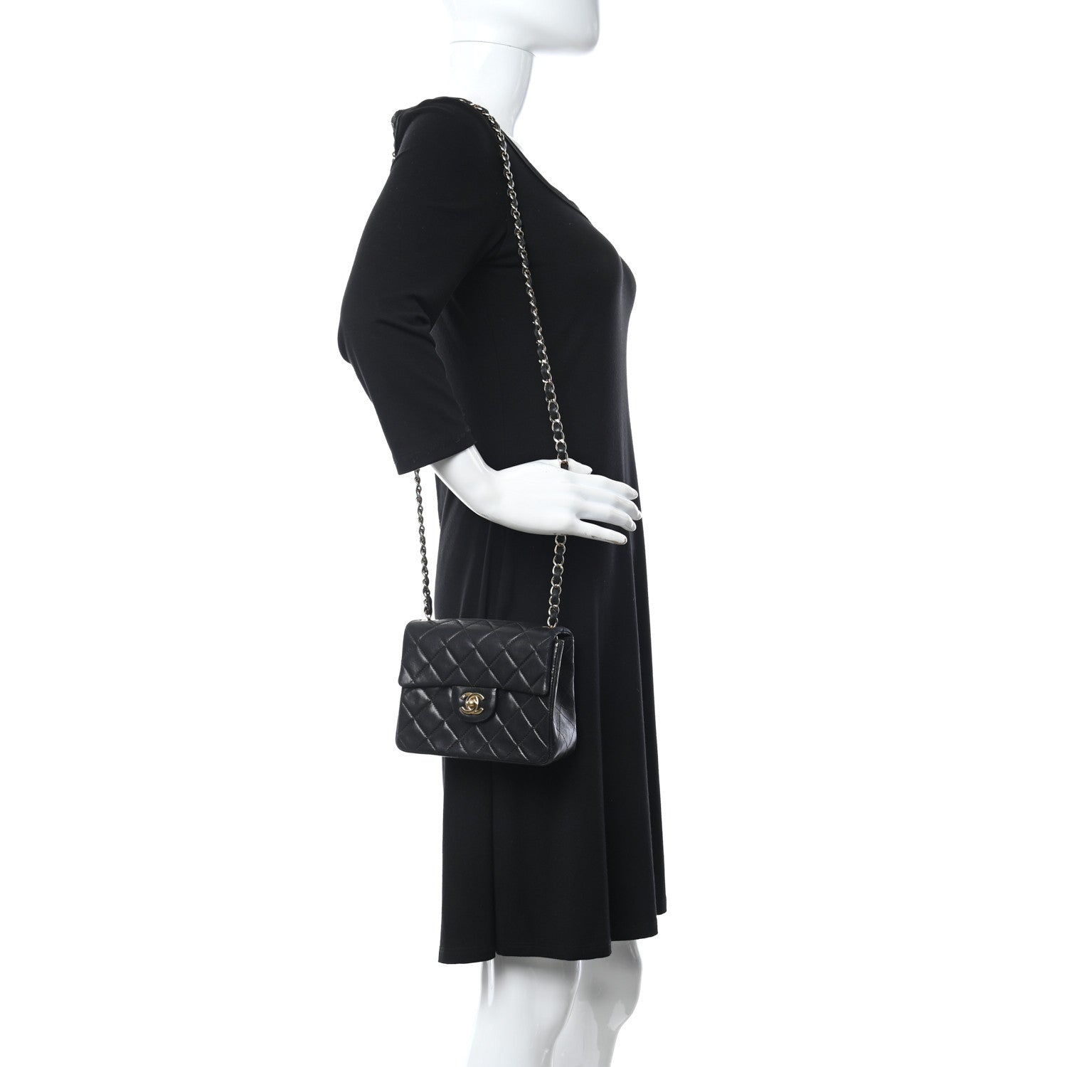 Chanel Lambskin Quilted Mini Square Flap Bag Black 2 of 28