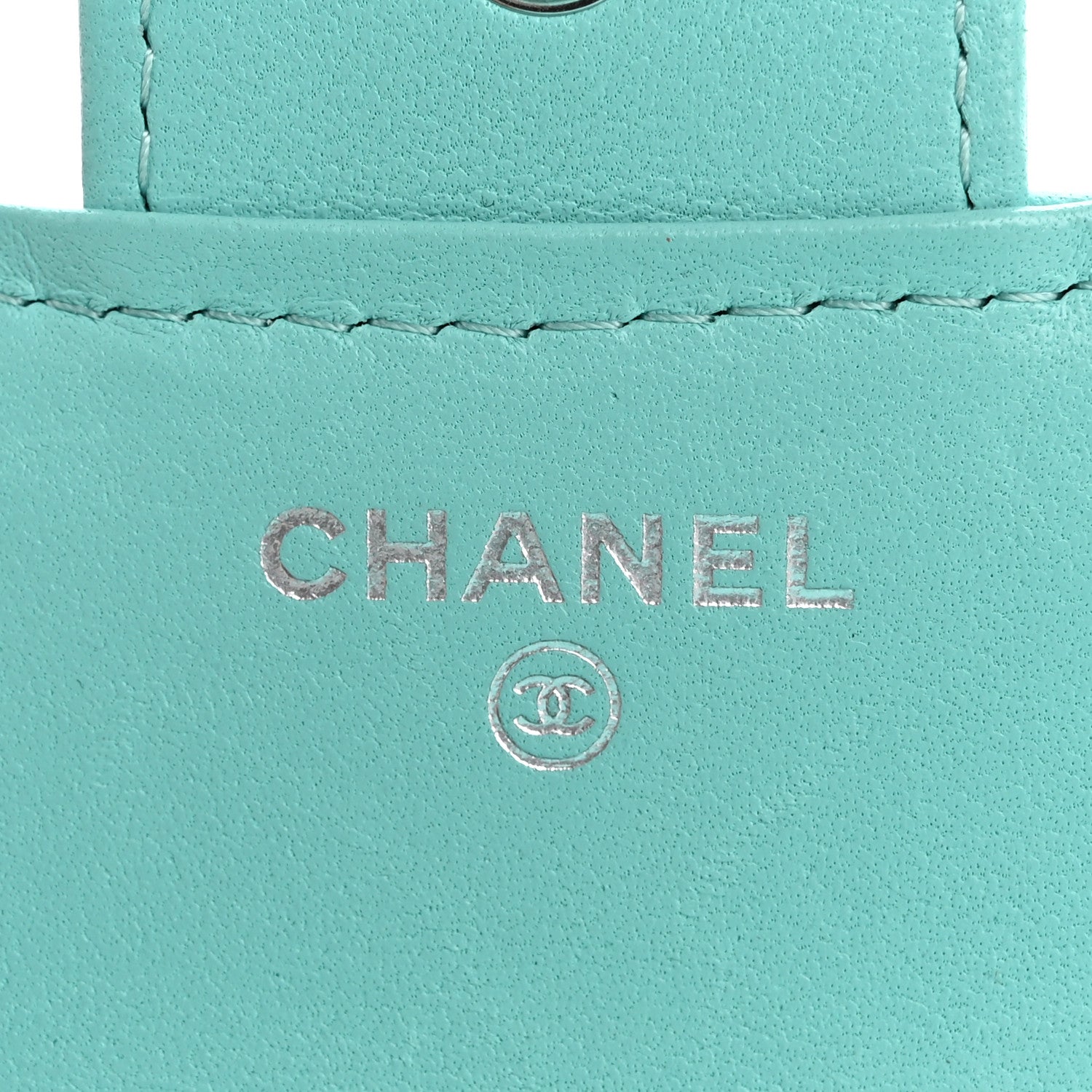 Chanel Lambskin Quilted Compact Flap Wallet Turquoise 6 of 13