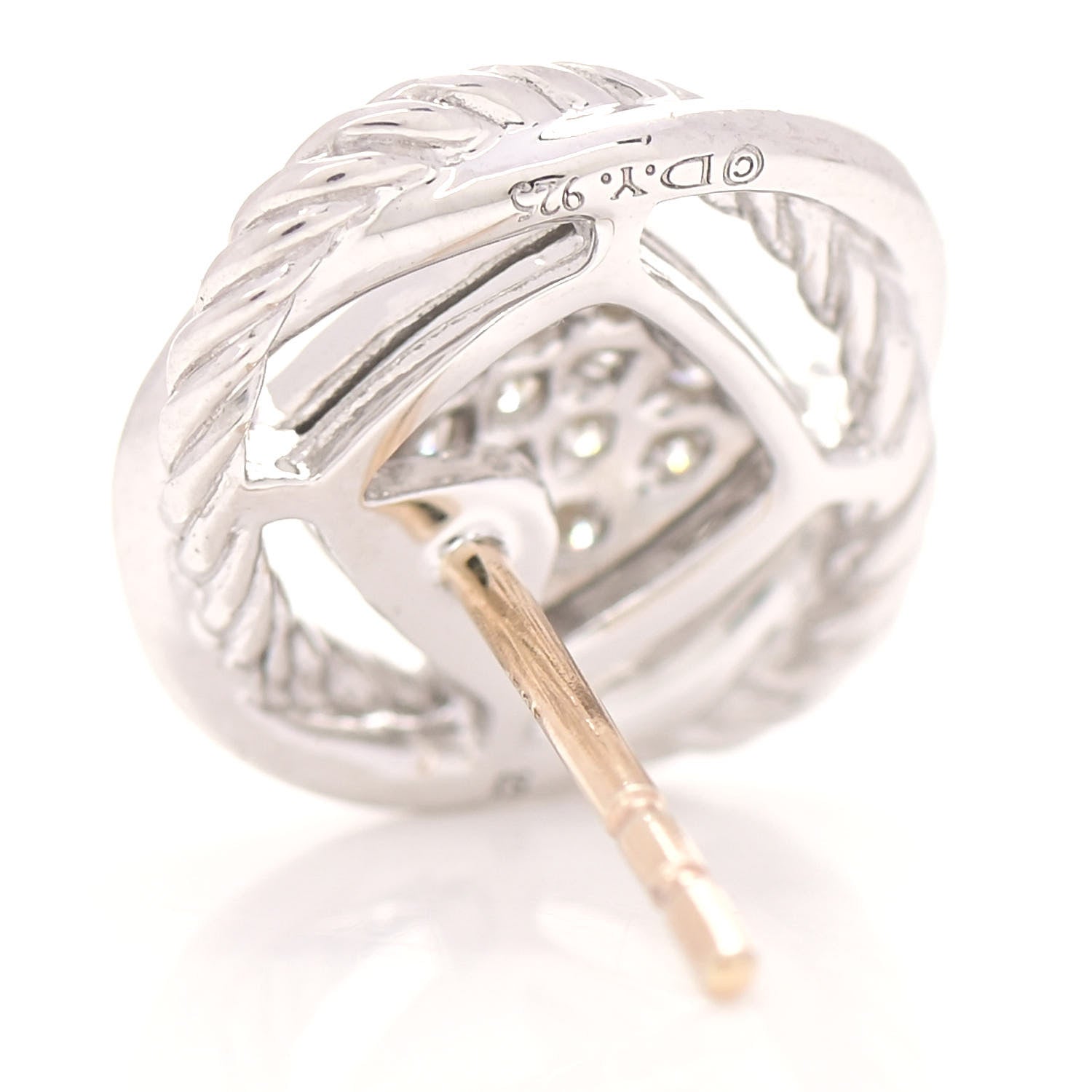 David Yurman Sterling Silver Diamond 13mm Infinity Earrings 4 of 5