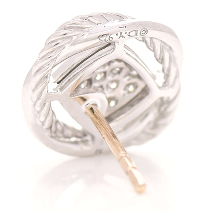 David Yurman Sterling Silver Diamond 13mm Infinity Earrings 4 of 5