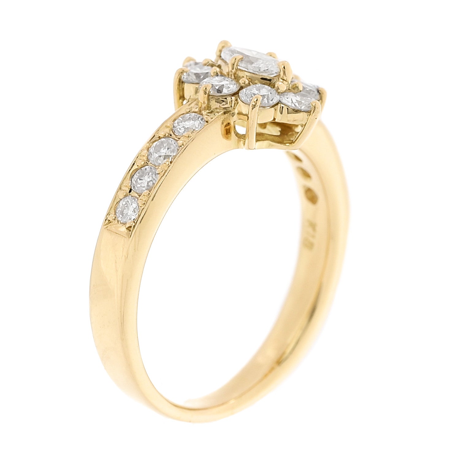 Parker & West by FASHIONPHILE 18K Yellow Gold Diamond .19ctw Floral Ring 54 7 6 of 9