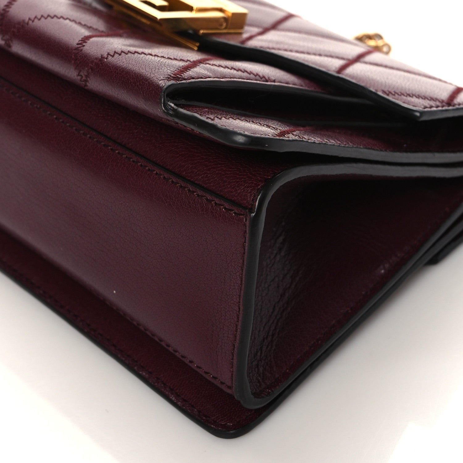 Givenchy Goatskin Quilted Small GV3 Shoulder Bag Aubergine 9 of 9