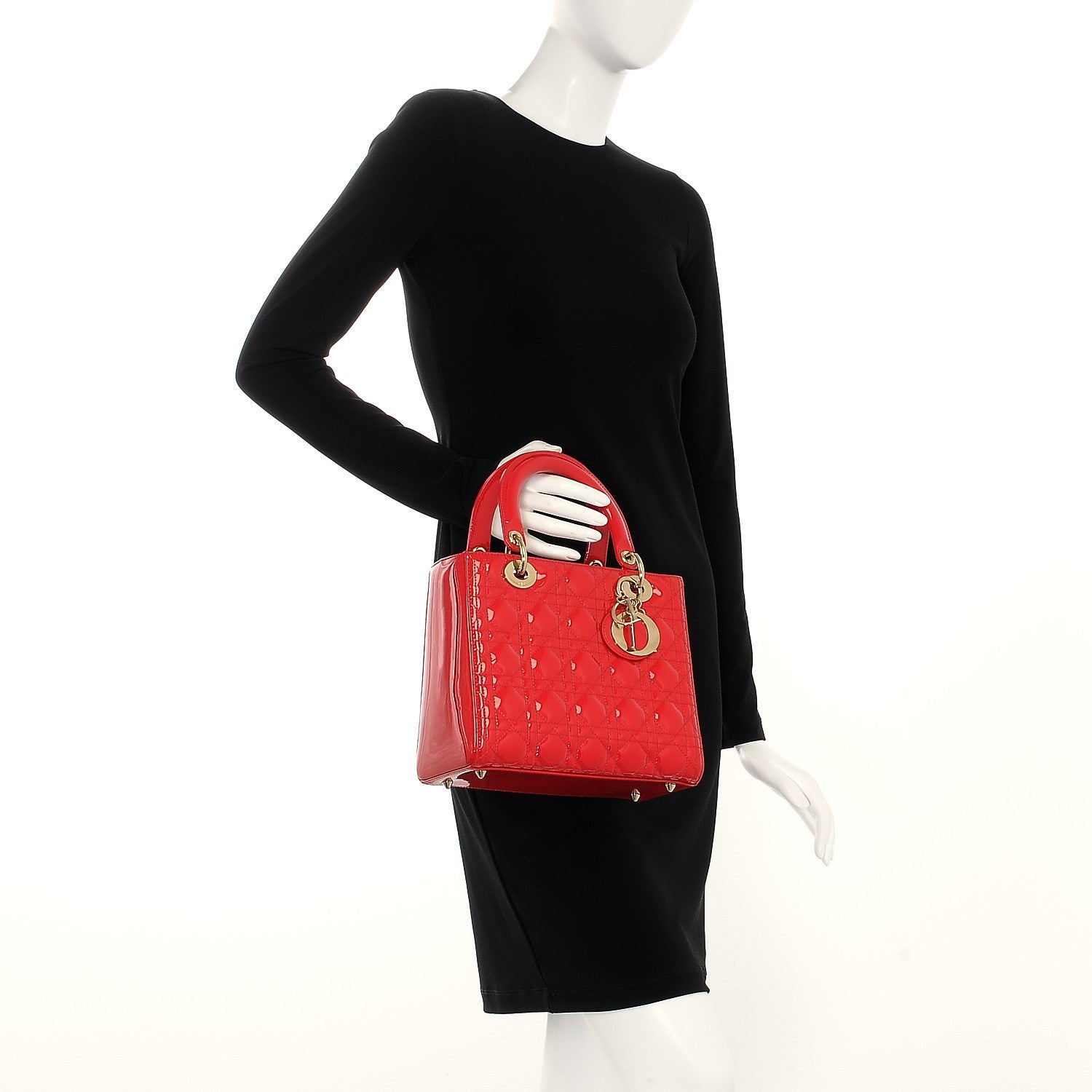 Christian Dior Patent Cannage Medium Lady Dior Red 3 of 20