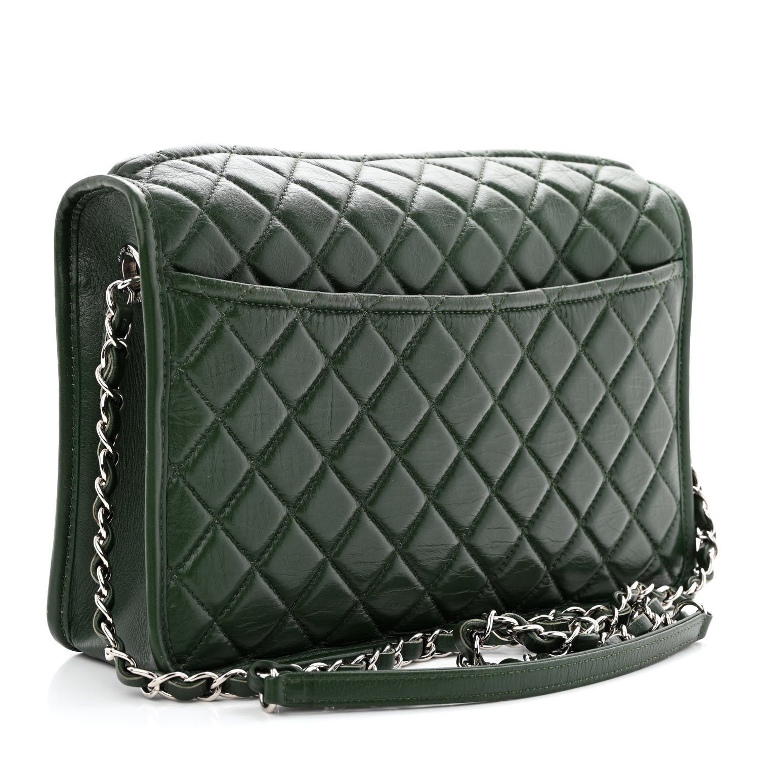 Chanel Aged Calfskin Quilted Large Working Vibe Camera Case Khaki 3 of 13