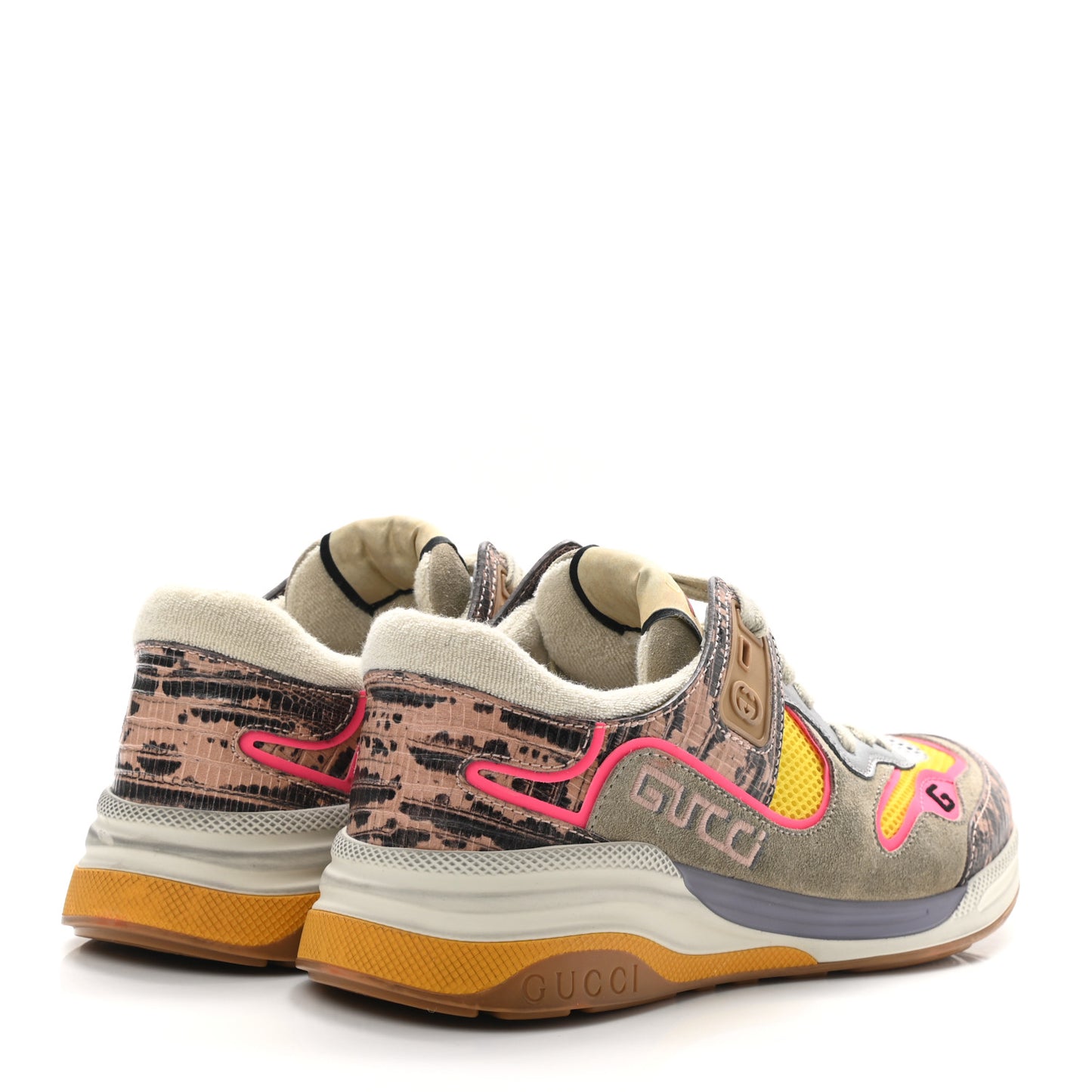 Suede Calfskin Tejus Printed Womens Ultrapace Sneakers 39.5 Pink Silver Oatmeal Yolk