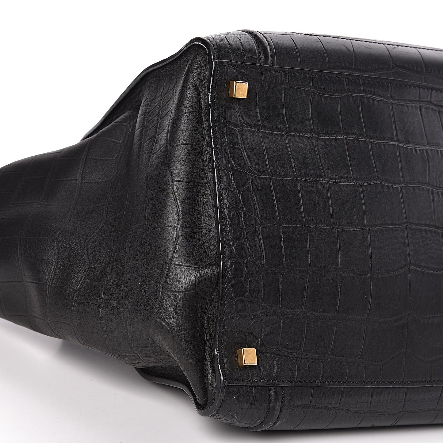 Crocodile Embossed Calfskin Medium Phantom Luggage Black