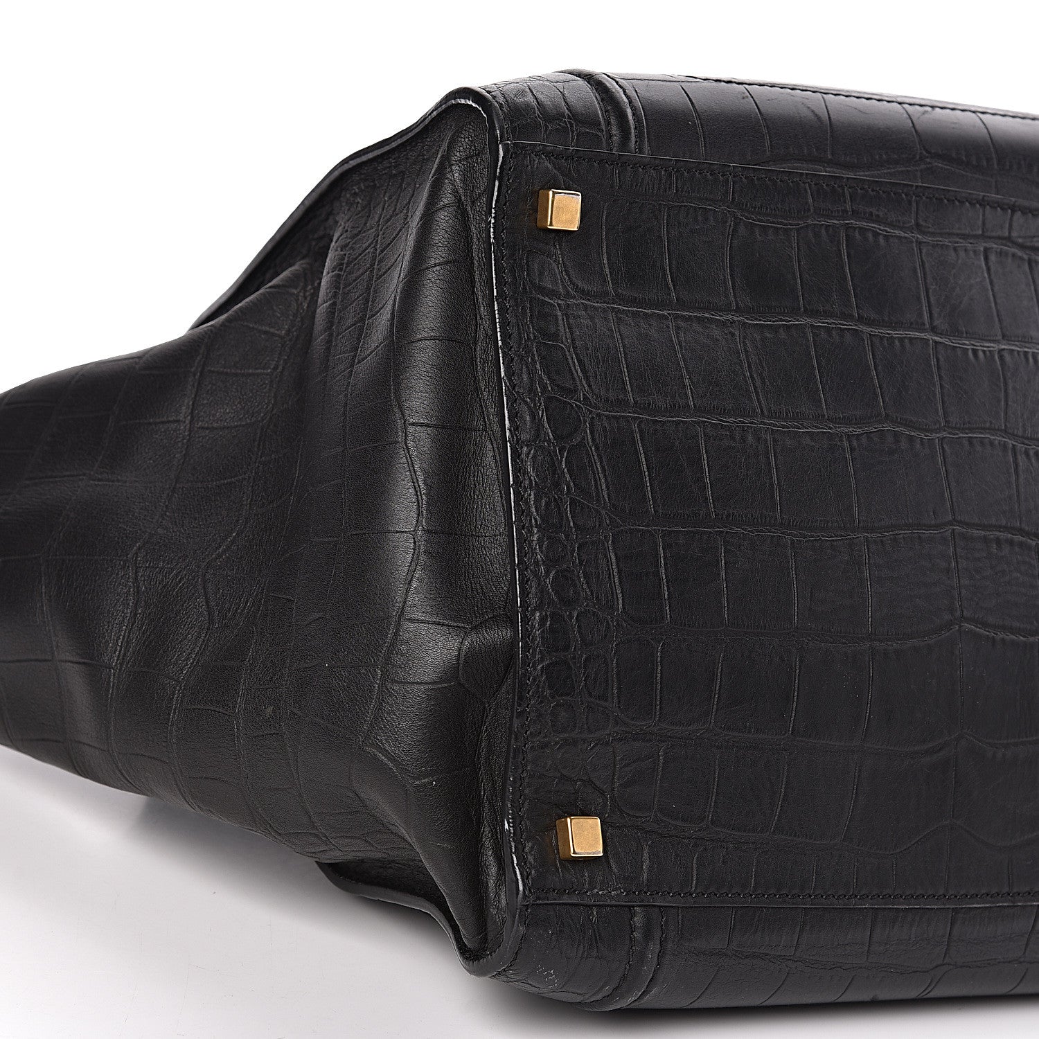 Celine Crocodile Embossed Calfskin Medium Phantom Luggage Black 15 of 17