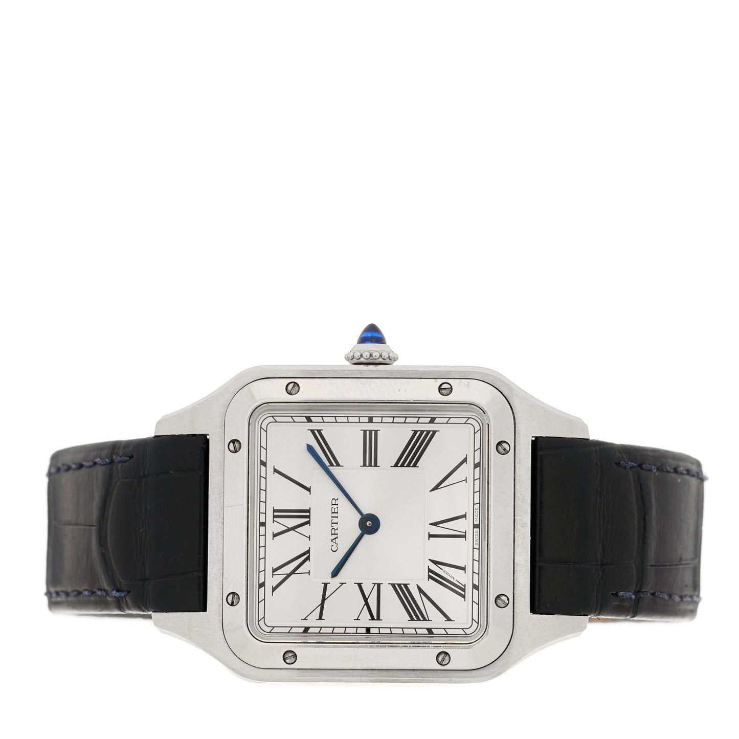 Stainless Steel Alligator 31.4mm Santos Dumont Quartz Watch Blue