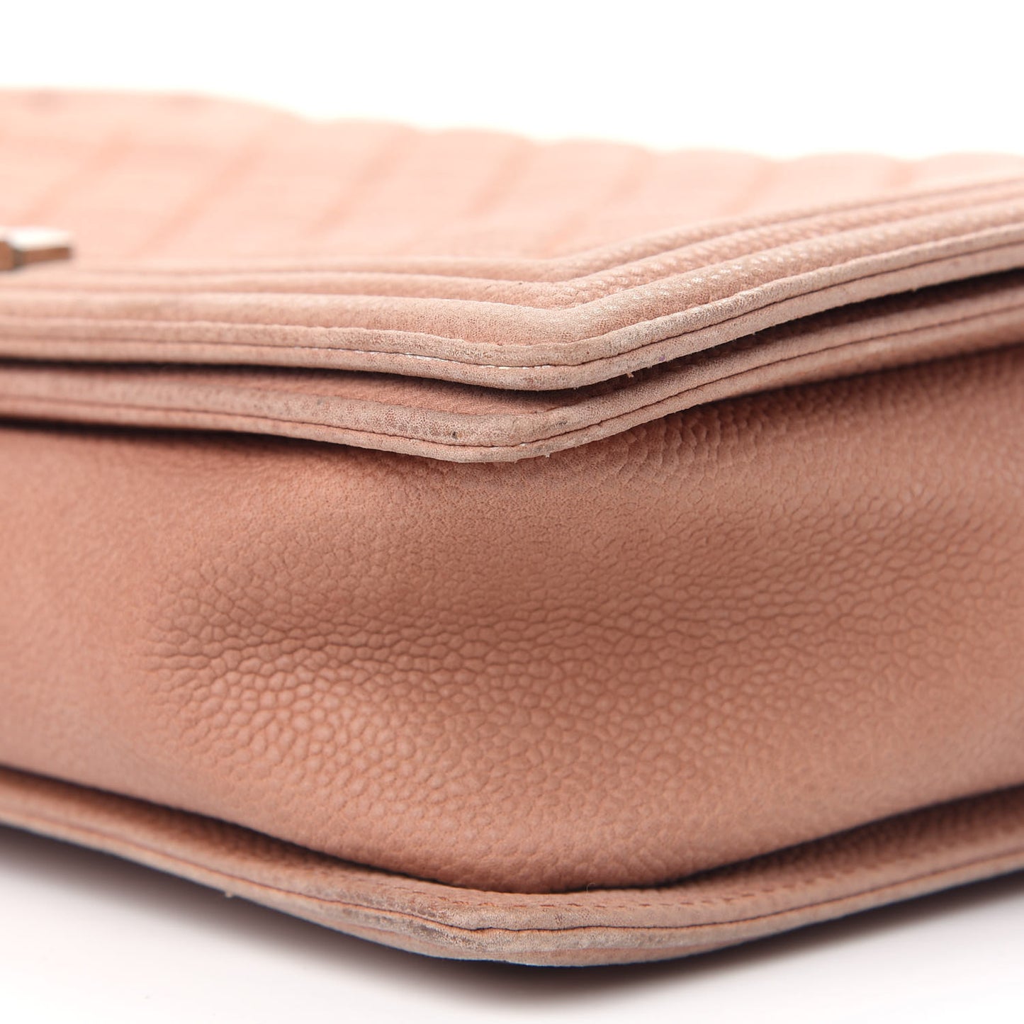 Iridescent Caviar Quilted Large Boy Flap Beige