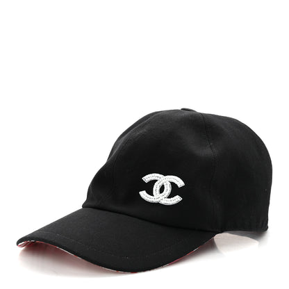 Chanel Cotton Beaded CC Cap Hat Black 1 of 8