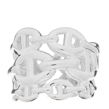 Hermes Sterling Silver GM Chaine d'Ancre Enchainee Band Ring 55 7.25 1 of 5