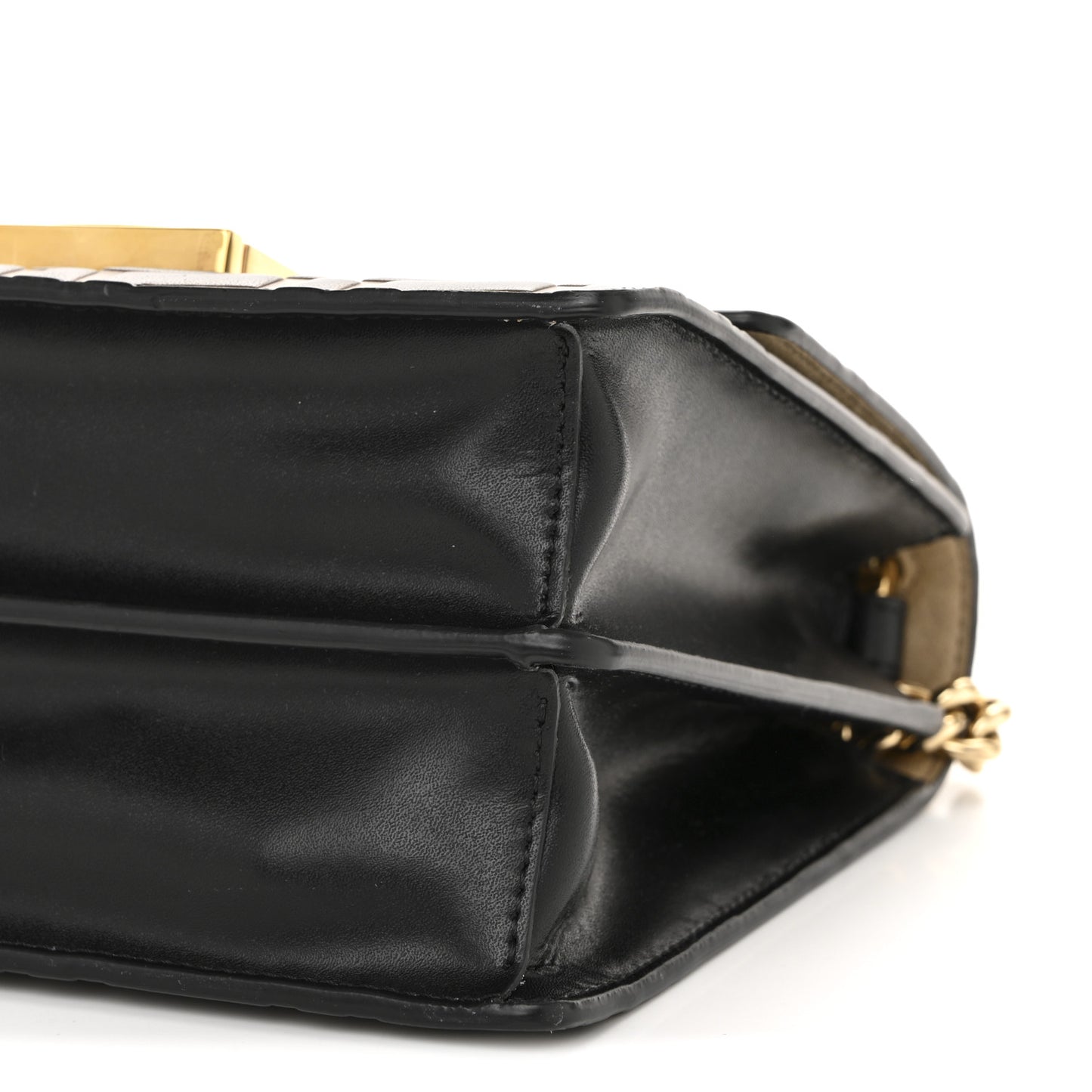 Vitello Liberty Bi-Color FF 1974 Embossed Small Kan U Shoulder Bag Maya Black