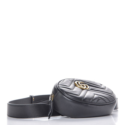 Gucci Calfskin Matelasse GG Marmont Belt Bag 85 34 Black 4 of 8