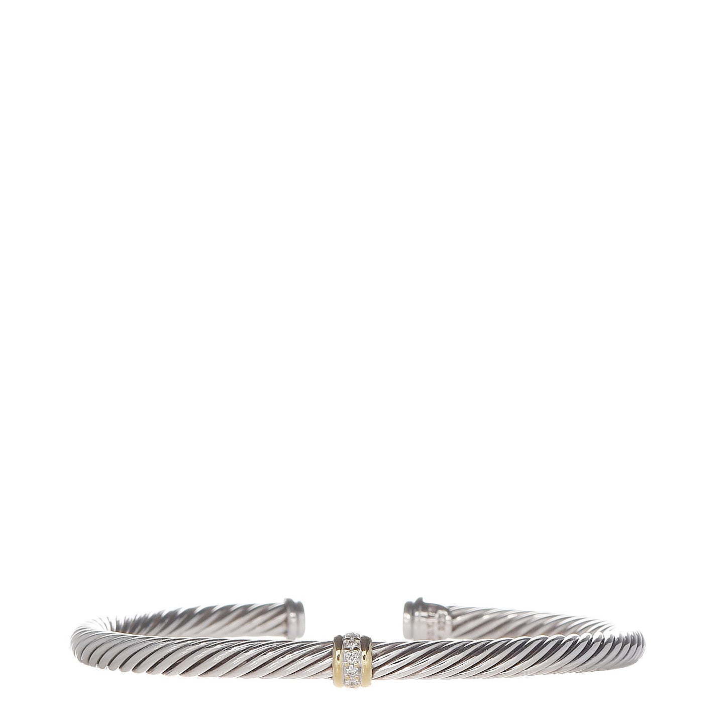 Sterling Silver 18K Yellow Gold Diamond 4mm Cable Classics Single Station Bracelet
