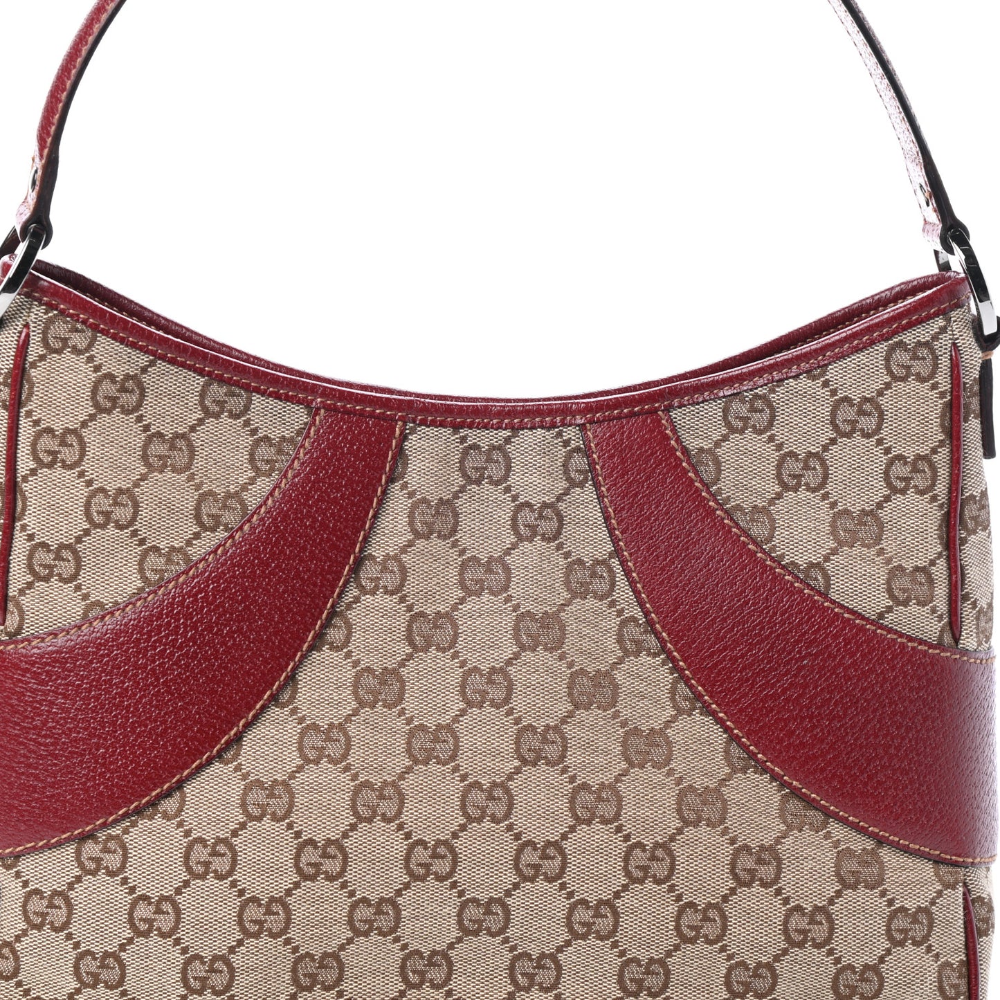 Monogram Calfskin Shoulder Bag Hobo Red