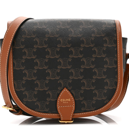 Celine Triomphe Canvas Medium Folco Bag Tan 8 of 10