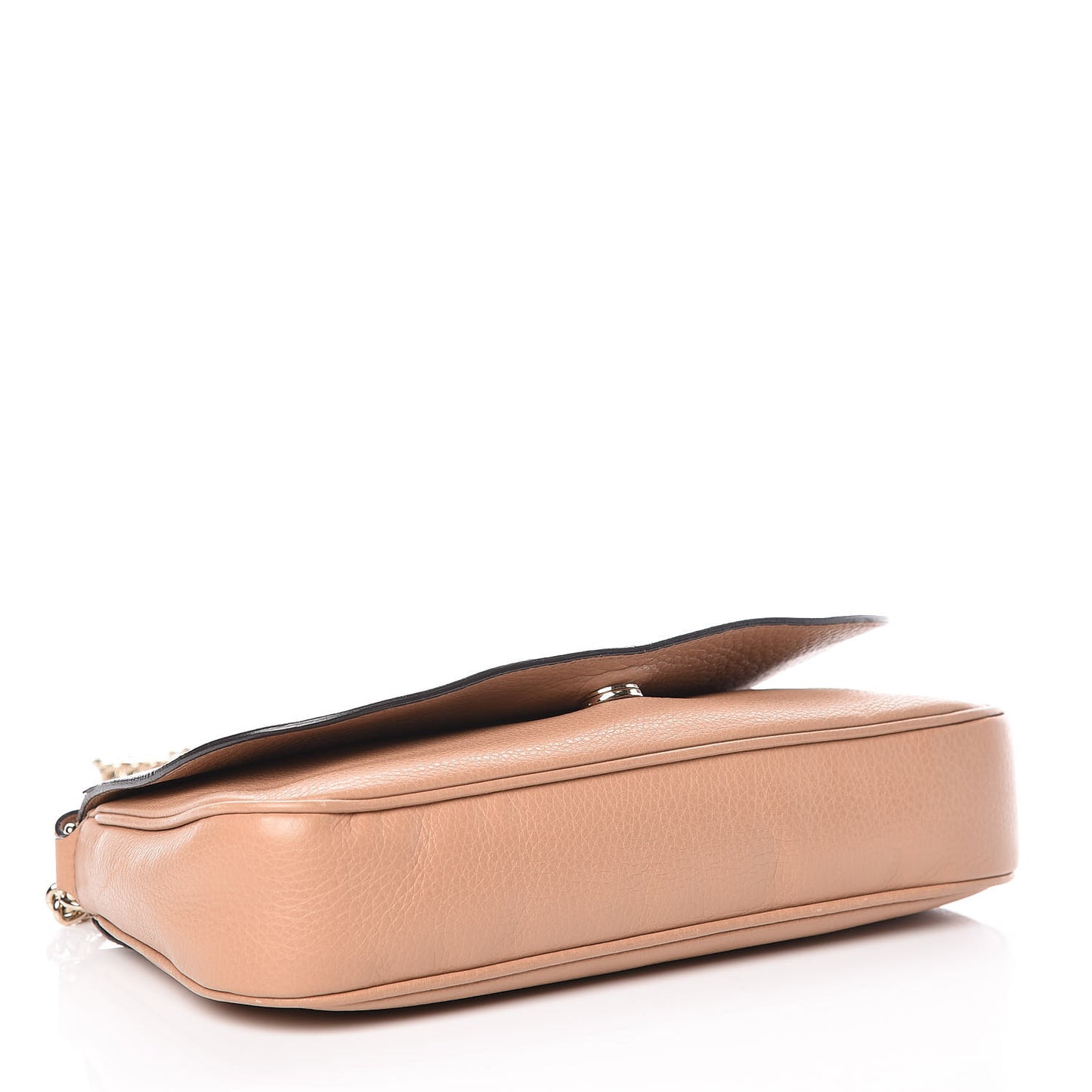 Pebbled Calfskin Medium Soho Flap Crossbody Camelia