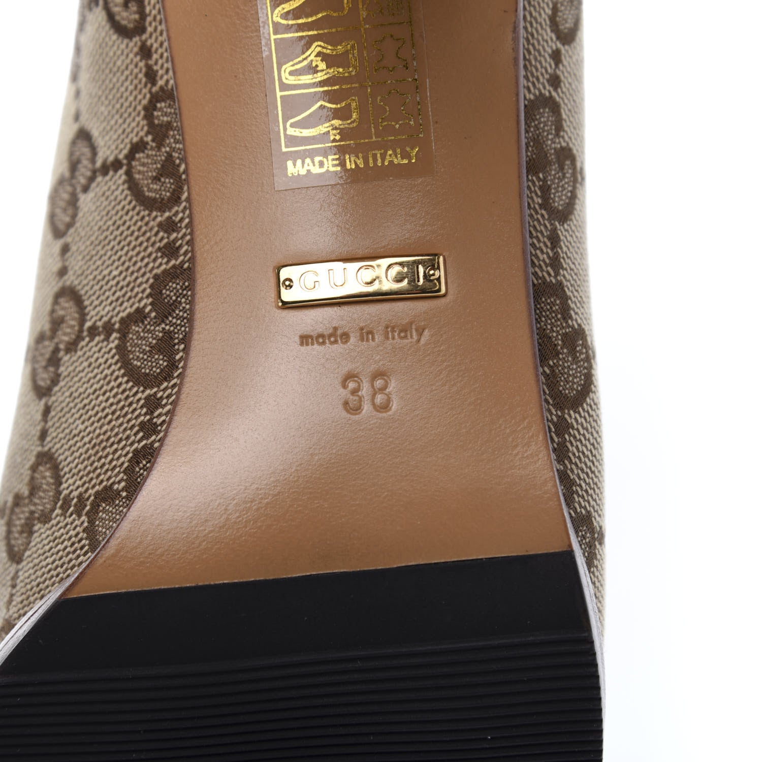 Gucci Monogram Malaga Kid Lisa Mid Heel Boots 38 Beige Ebony 8 of 9