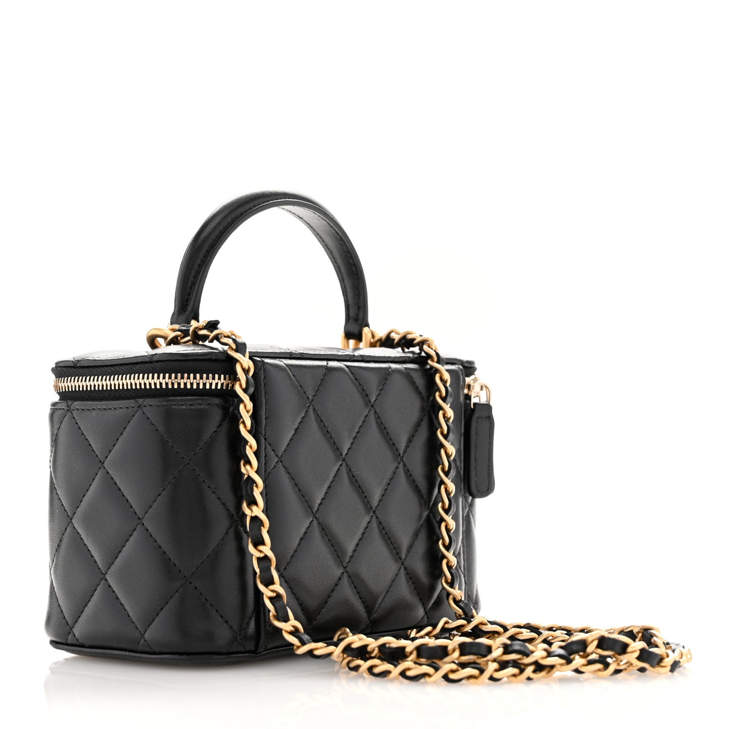 Chanel Lambskin Quilted Small Top Handle Vanity Case With Chain Black 3 of 11