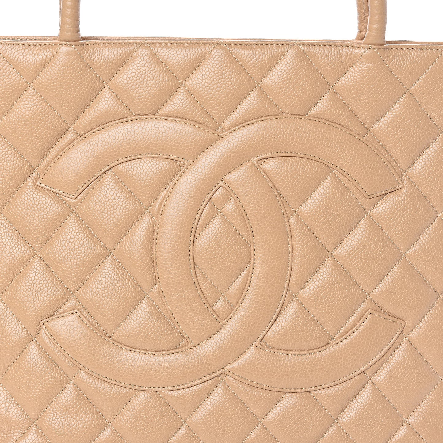 Caviar Quilted Medallion Tote Beige