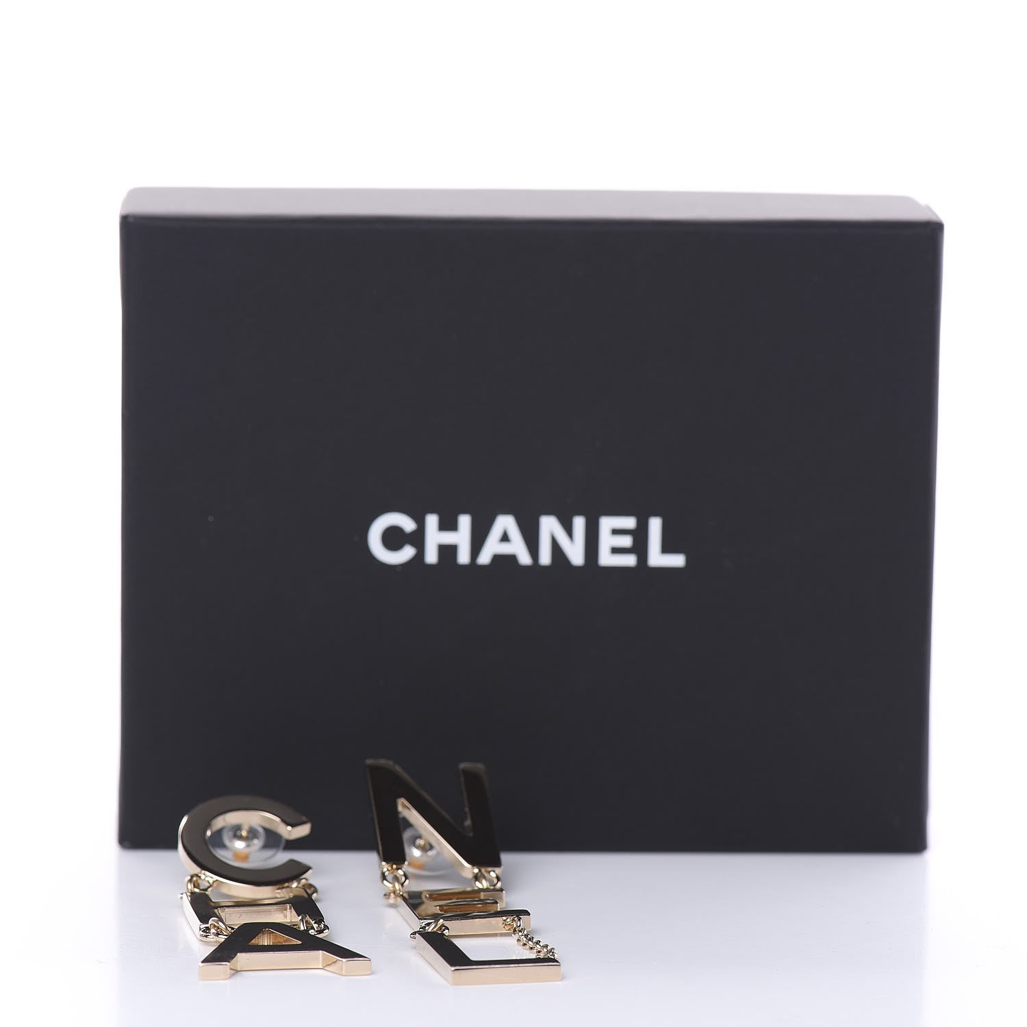 Chanel Metal Cha-Nel Logo Drop Earrings Gold 5 of 5