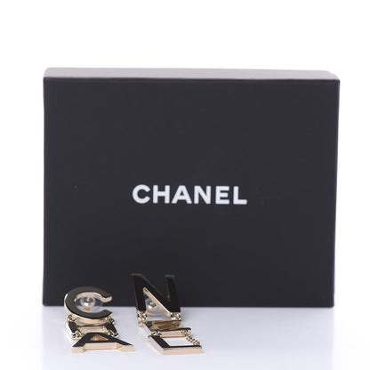 Chanel Metal Cha-Nel Logo Drop Earrings Gold 5 of 5
