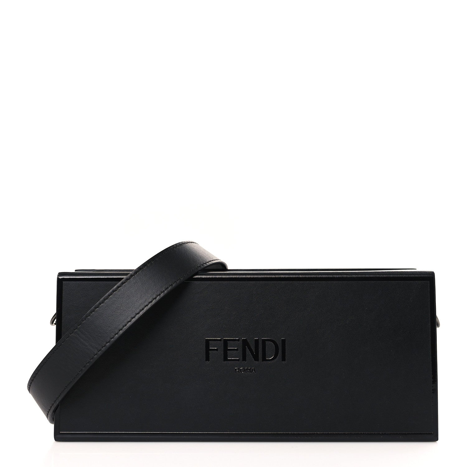 Fendi Vitello Grace Light Logo Horizontal Box Crossbody Bag Black 1 of 9