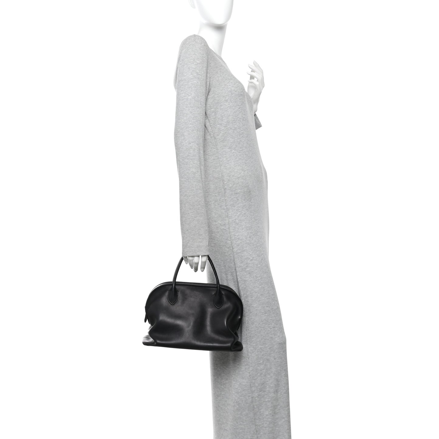 Polished Saddle Calfskin Agnes Bag Black