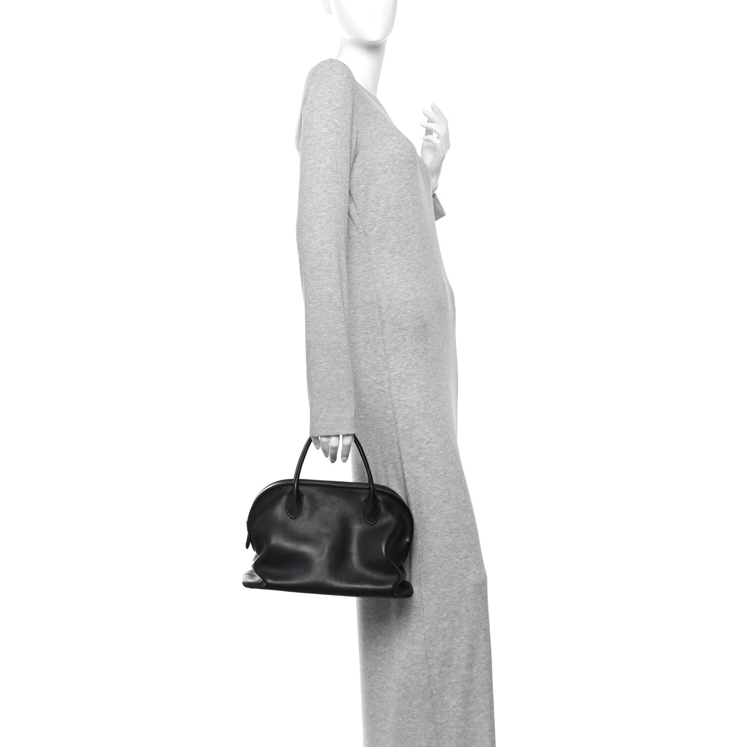 The Row Polished Saddle Calfskin Agnes Bag Black 2 of 9