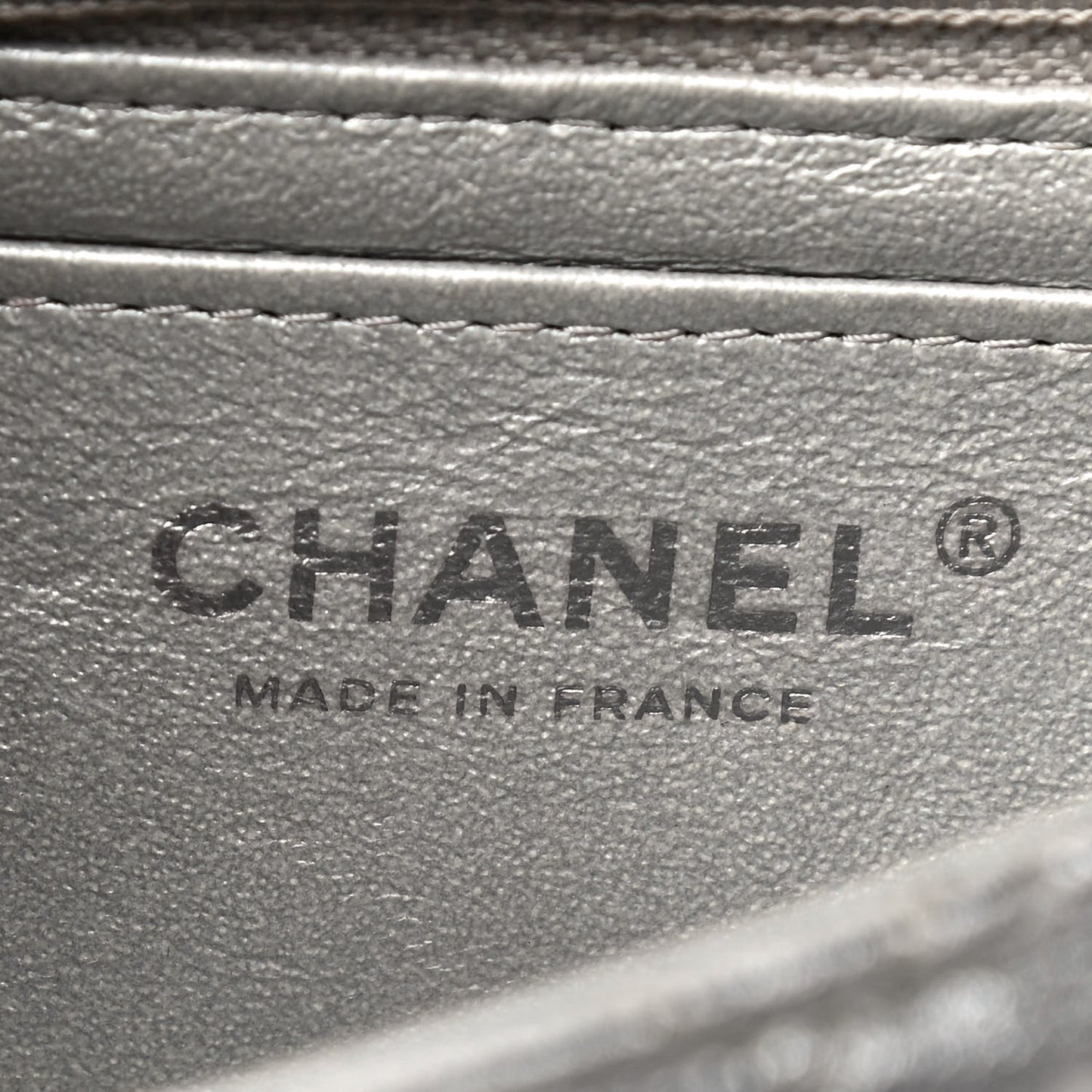 Patent Metallic Crumpled Calfskin Chevron Quilted Mini Rectangular Flap Silver