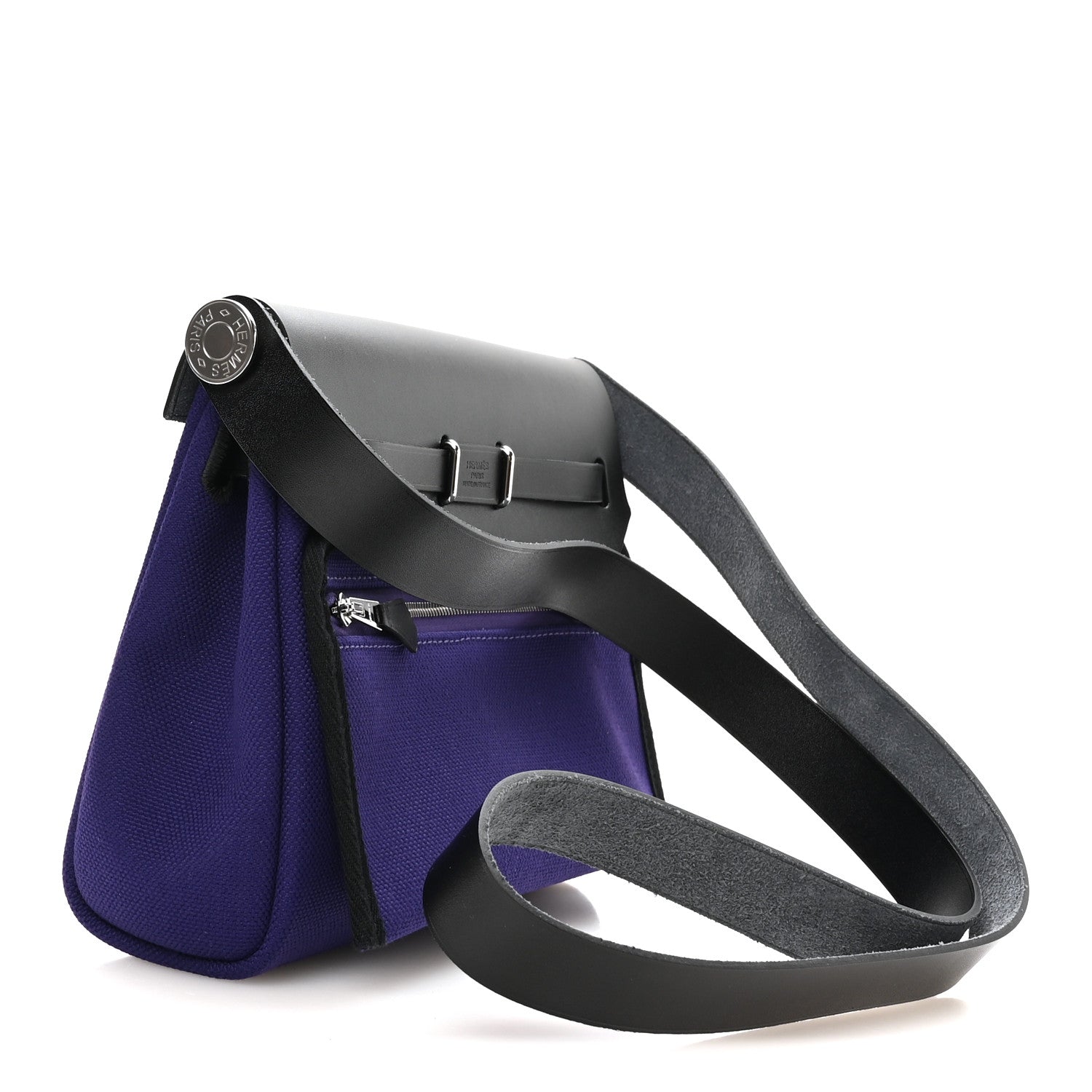 Hermes Military Toile Vache Hunter Herbag Zip Retourne 20 Purple Black 3 of 11