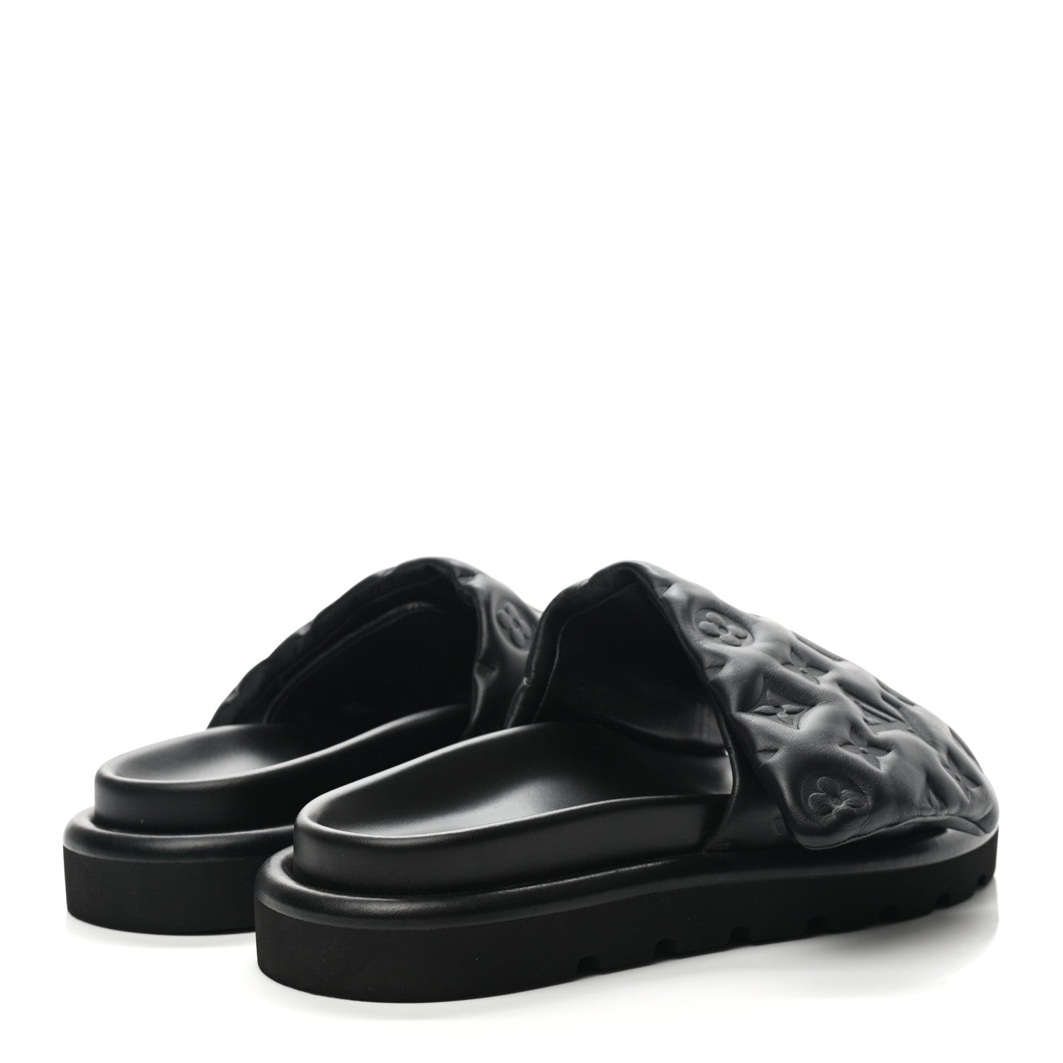 Louis Vuitton Lambskin Embossed Monogram Pool Pillow Flat Comfort Mule 39 Black 4 of 8
