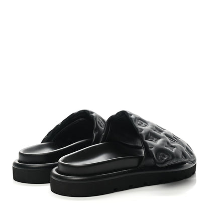 Louis Vuitton Lambskin Embossed Monogram Pool Pillow Flat Comfort Mule 39 Black 4 of 8