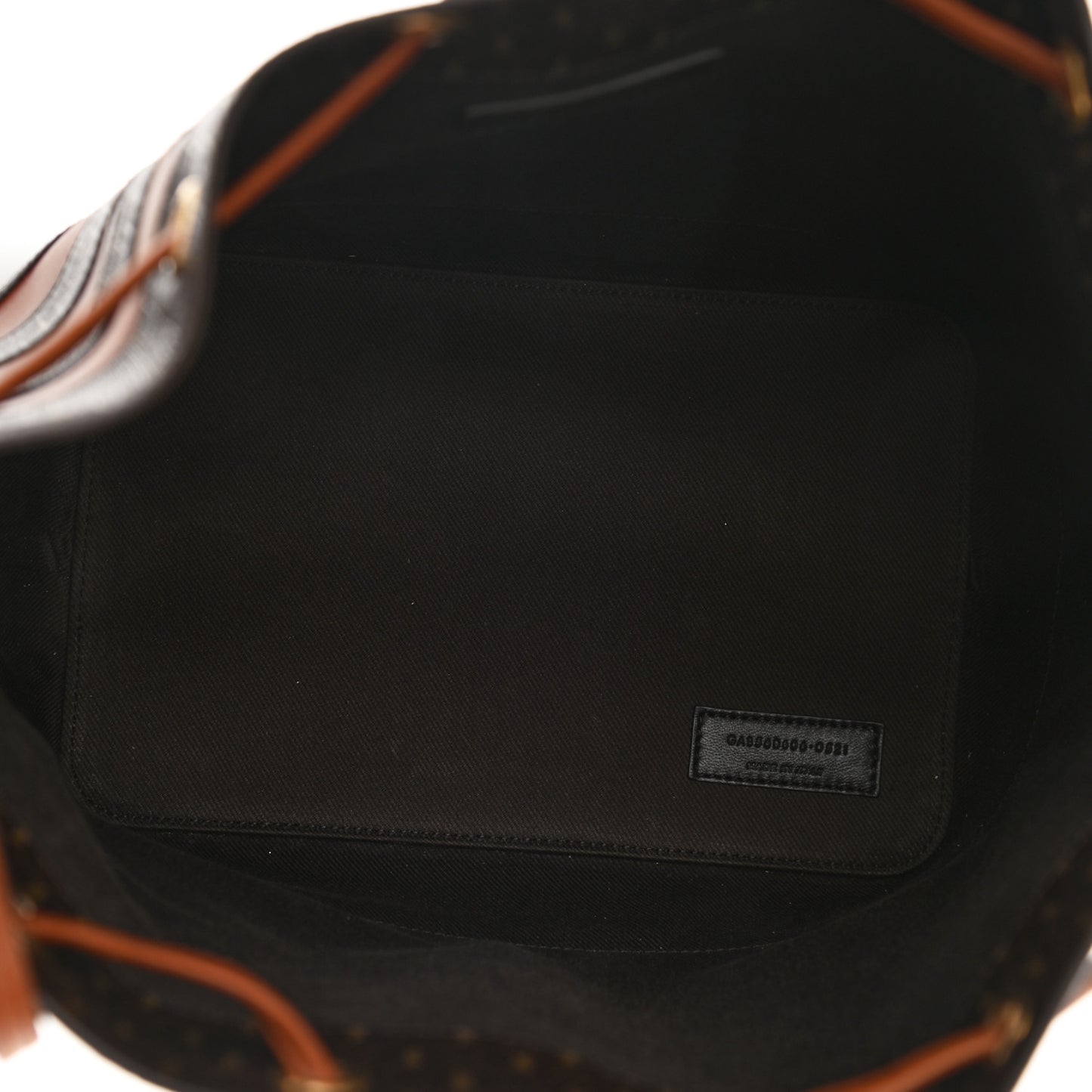 Canvas Smooth Calfskin Le Monogramme Striped Bucket Bag Brown