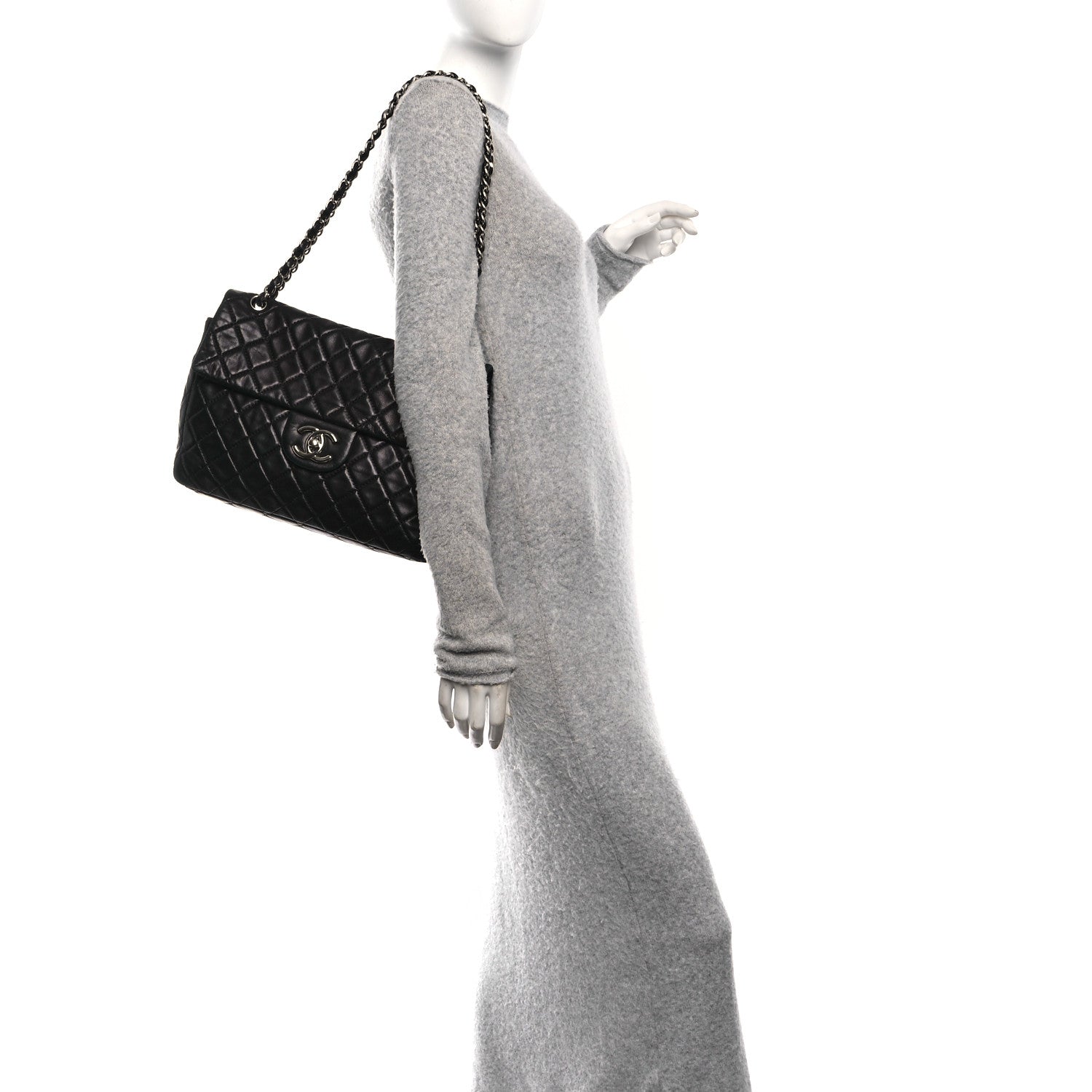 Chanel Washed Lambskin Quilted Maxi Single Flap Black 2 of 15