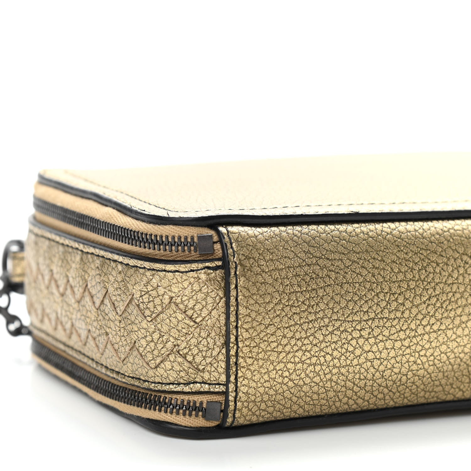 Bottega Veneta Metallic Lambskin Intrecciato Camera Bag Champignon 10 of 11