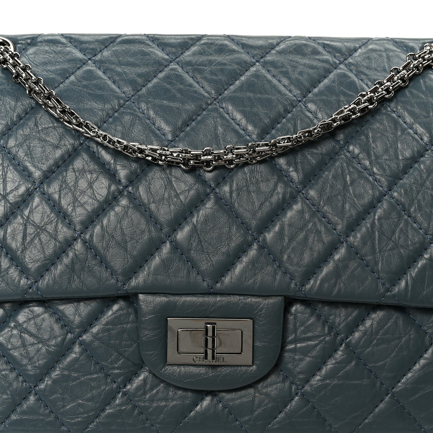 Chanel Aged Calfskin Quilted 2.55 Reissue 226 Flap Dark Blue 7 of 10