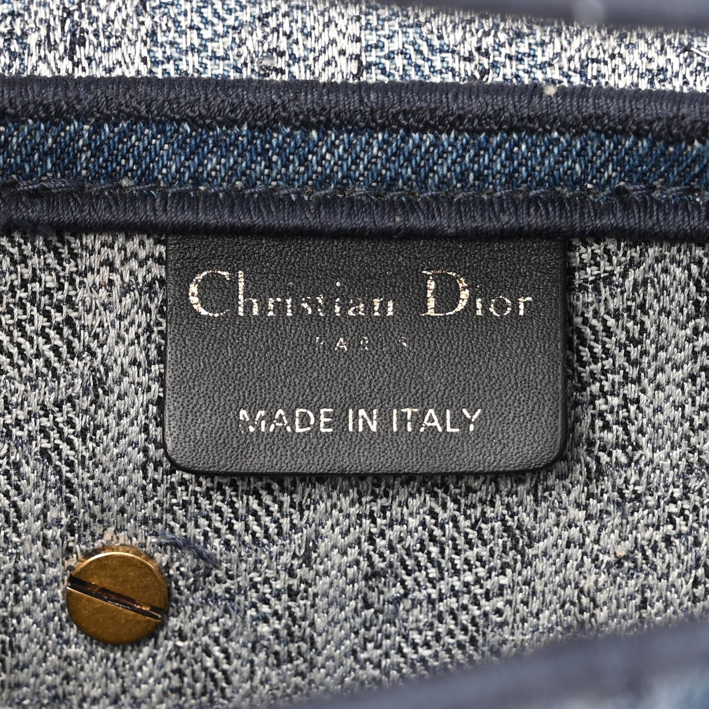 Oblique Embroidered Saddle Bag Denim Blue