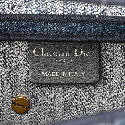 Christian Dior Oblique Embroidered Saddle Bag Denim Blue 6 of 10