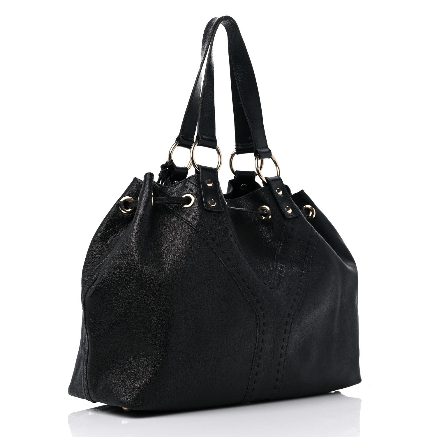 Saint Laurent Calfskin Reversible Double Sac Y Tote Black Gold 2 of 23