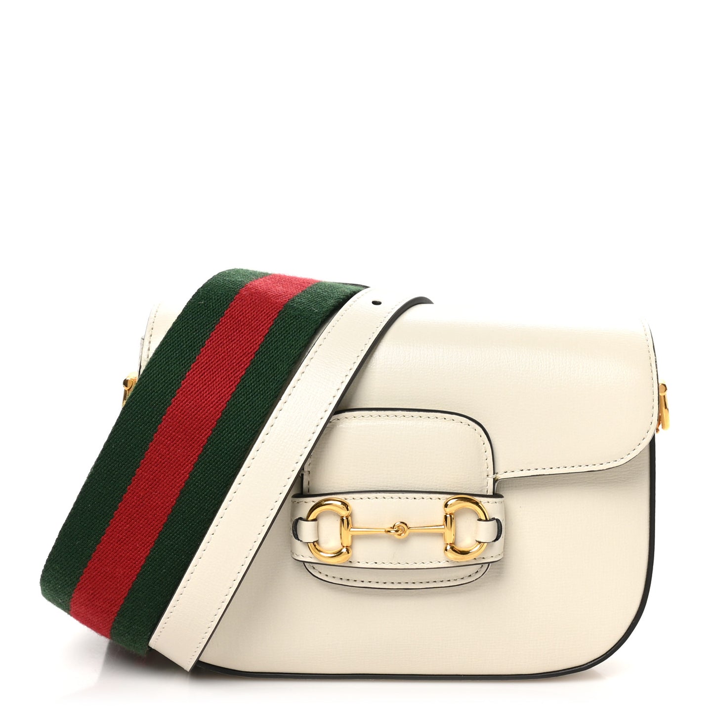 Azalea Calfskin Web Mini Horsebit 1955 Shoulder Bag Mystic White