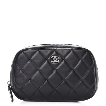Chanel Lambskin Quilted Small Curvy Pouch Cosmetic Case Black 1 of 8