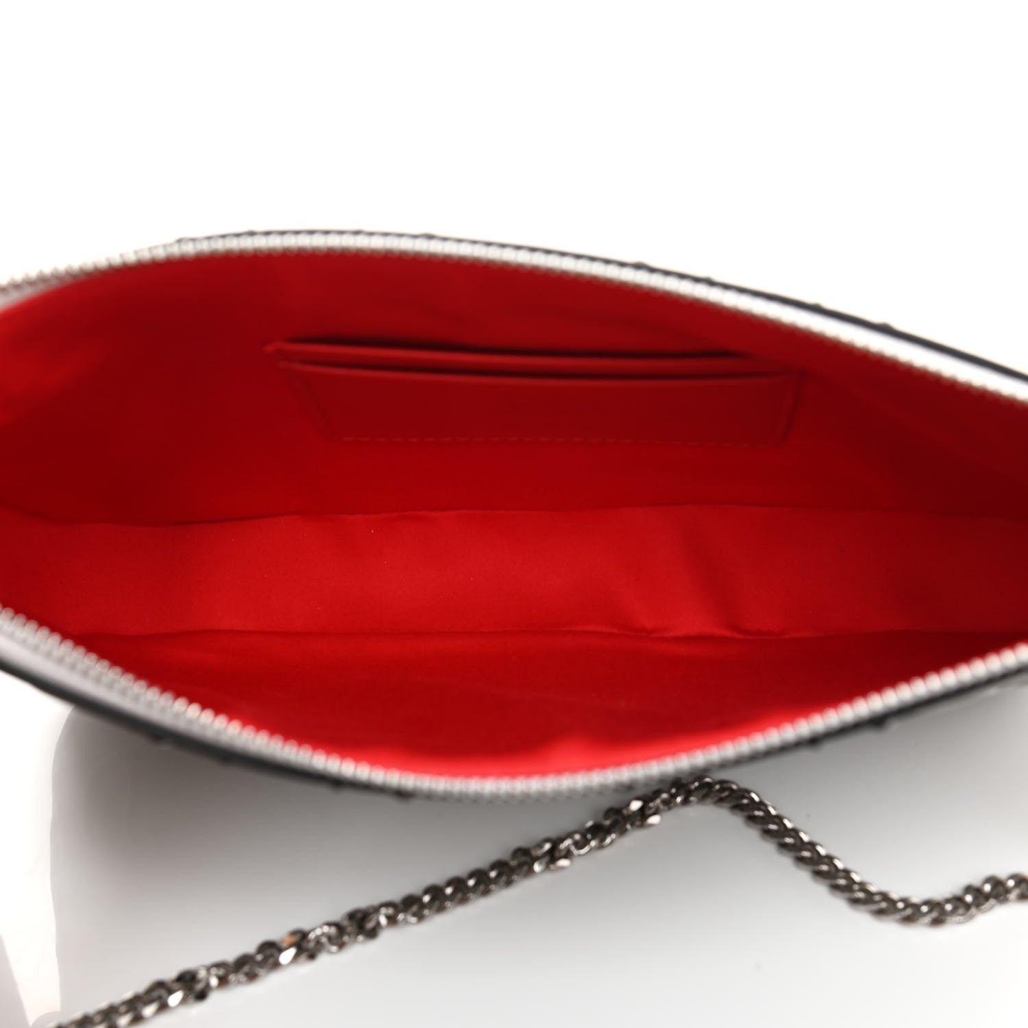 Christian Louboutin Glitter Calfskin Loubila Chain Clutch Silver 4 of 8