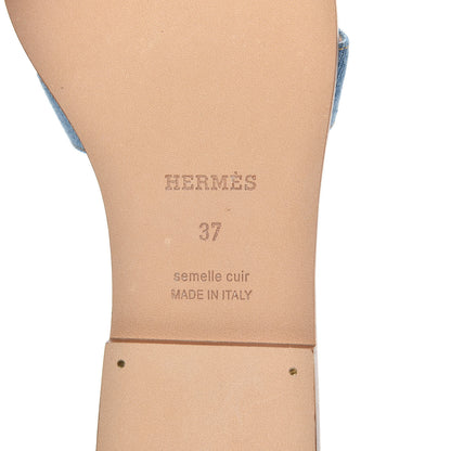 Hermes Denim Canvas Oran Sandals 37 Bleu Clair 7 of 9
